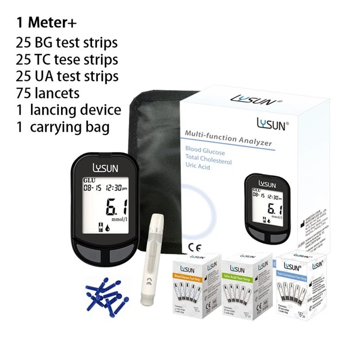Lysun 3 in 1 Blood Glucose, Uric Acid, Total Cholesterol 3 in 1 Meter GUC-101 factory