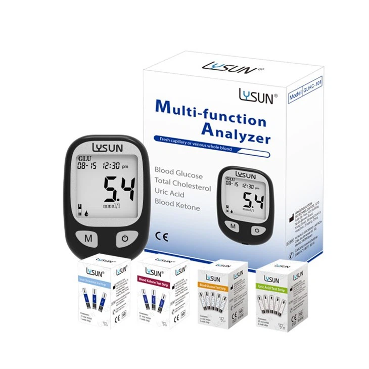 The Lysun Blood Glucose, Uric Acid, Blood Ketone ,Total Cholesterol Meter 4 in 1 GUKC-102 factory